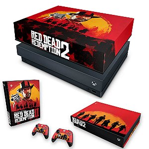 KIT Xbox One X Skin e Capa Anti Poeira - Red Dead Redemption 2
