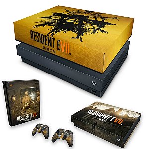 KIT Xbox One X Skin e Capa Anti Poeira - Resident Evil 7: Biohazard