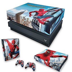 KIT Xbox One X Skin e Capa Anti Poeira - Homem Aranha - Spiderman Homecoming
