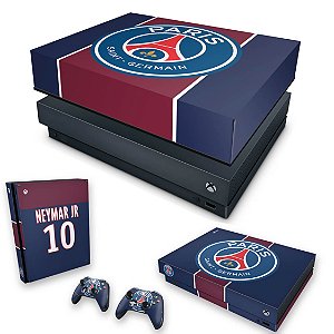 KIT Xbox One X Skin e Capa Anti Poeira - Paris Saint Germain Neymar Jr PSG