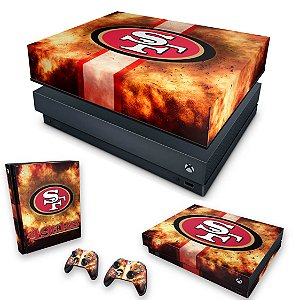 KIT Xbox One X Skin e Capa Anti Poeira - San Francisco 49ers - NFL