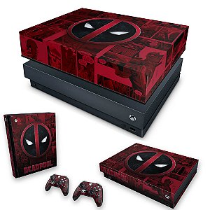 KIT Xbox One X Skin e Capa Anti Poeira - Deadpool Comics