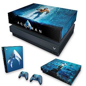KIT Xbox One X Skin e Capa Anti Poeira - Aquaman