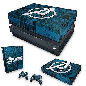 KIT Xbox One X Skin e Capa Anti Poeira - Avengers Vingadores Comics