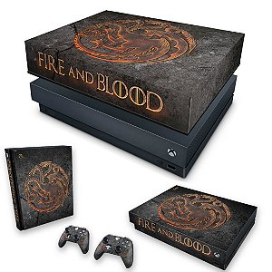 KIT Xbox One X Skin e Capa Anti Poeira - Game of Thrones Targaryen