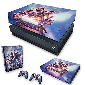 KIT Xbox One X Skin e Capa Anti Poeira - Vingadores Ultimato Endgame