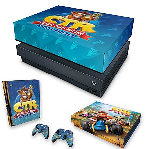 KIT Xbox One X Skin e Capa Anti Poeira - Crash Team Racing CTR