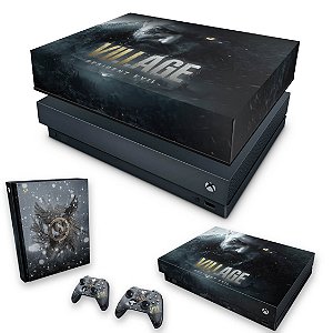 KIT Xbox One X Skin e Capa Anti Poeira - Resident Evil Village