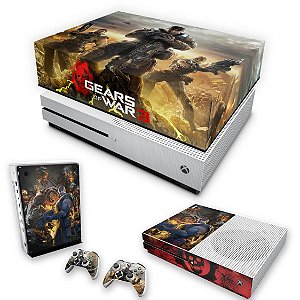 KIT Xbox One S Slim Skin e Capa Anti Poeira - Gears of War