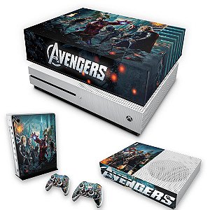 KIT Xbox One S Slim Skin e Capa Anti Poeira - The Avengers - Os Vingadores