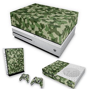 KIT Xbox One S Slim Skin e Capa Anti Poeira - Camuflado Verde
