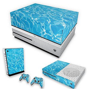 KIT Xbox One S Slim Skin e Capa Anti Poeira - Aquático Água