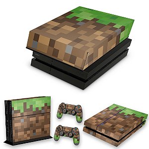 KIT PS4 Fat Skin e Capa Anti Poeira - Minecraft