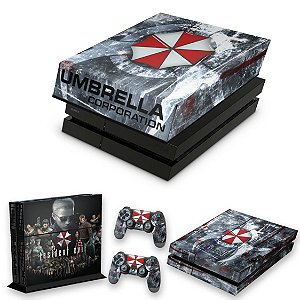 KIT PS4 Fat Skin e Capa Anti Poeira - Resident Evil Umbrella