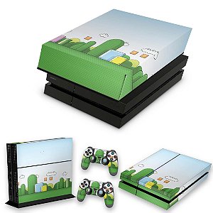 KIT PS4 Fat Skin e Capa Anti Poeira - Super Mario