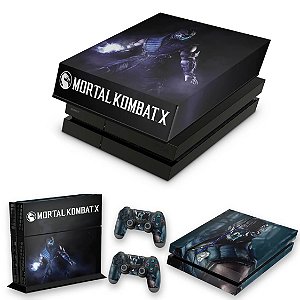 KIT PS4 Fat Skin e Capa Anti Poeira - Mortal Kombat X - Sub Zero