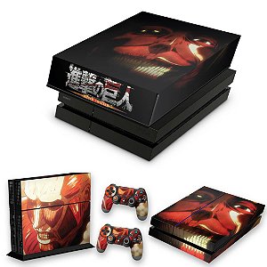 KIT PS4 Fat Skin e Capa Anti Poeira - Attack On Titan - Shingeki No Kyojin #B