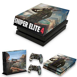 KIT PS4 Fat Skin e Capa Anti Poeira - Sniper Elite 4