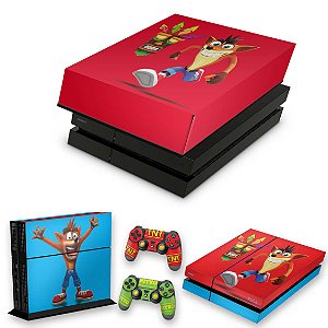 KIT PS4 Fat Skin e Capa Anti Poeira - Crash Bandicoot