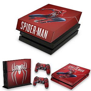 KIT PS4 Fat Skin e Capa Anti Poeira - Homem Aranha Spider-Man