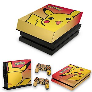 KIT PS4 Fat Skin e Capa Anti Poeira - Pokemon Pikachu