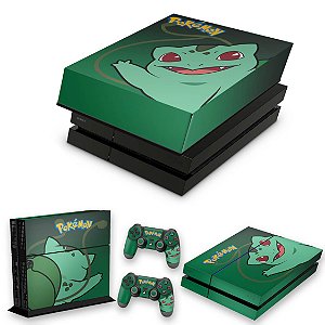 KIT PS4 Fat Skin e Capa Anti Poeira - Pokemon Bulbasaur