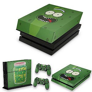 KIT PS4 Fat Skin e Capa Anti Poeira - Pickle Rick And Morty