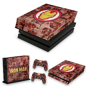 KIT PS4 Fat Skin e Capa Anti Poeira - Homem De Ferro Comics