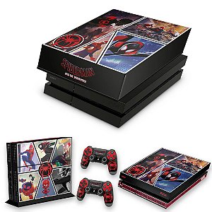 KIT PS4 Fat Skin e Capa Anti Poeira - Homem-Aranha No Aranhaverso