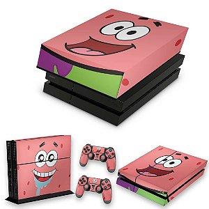 KIT PS4 Fat Skin e Capa Anti Poeira - Patrick Bob Esponja