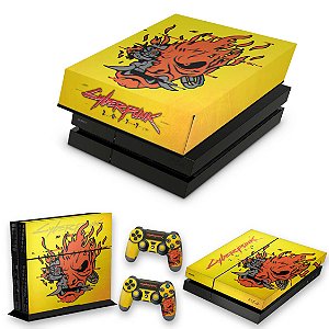 KIT PS4 Fat Skin e Capa Anti Poeira - Cyberpunk 2077