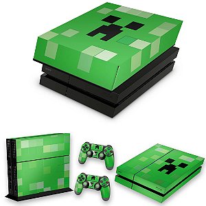 KIT PS4 Fat Skin e Capa Anti Poeira - Creeper Minecraft