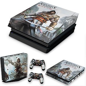 KIT PS4 Slim Skin e Capa Anti Poeira - Assassins Creed Black Flag