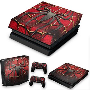 KIT PS4 Slim Skin e Capa Anti Poeira - Spider Man - Homem Aranha