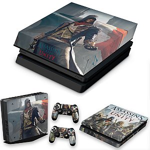 KIT PS4 Slim Skin e Capa Anti Poeira - Assassins Creed Unity