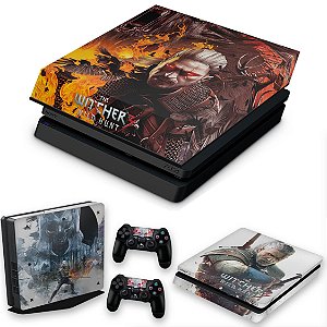 KIT PS4 Slim Skin e Capa Anti Poeira - The Witcher #B