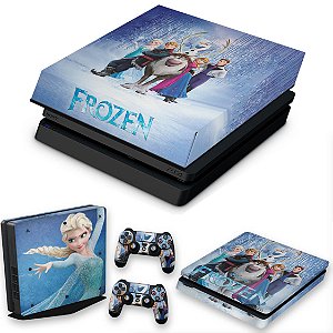 KIT PS4 Slim Skin e Capa Anti Poeira - Frozen