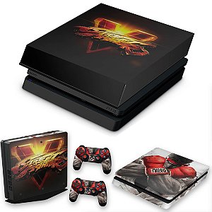 KIT PS4 Slim Skin e Capa Anti Poeira - Street Fighter V