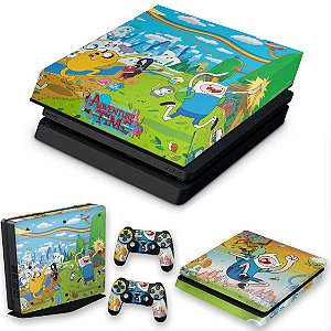 KIT PS4 Slim Skin e Capa Anti Poeira - Hora De Aventura