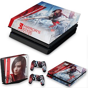 KIT PS4 Slim Skin e Capa Anti Poeira - Mirror'S Edge Catalyst