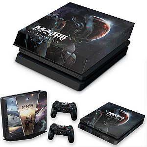 KIT PS4 Slim Skin e Capa Anti Poeira - Mass Effect: Andromeda