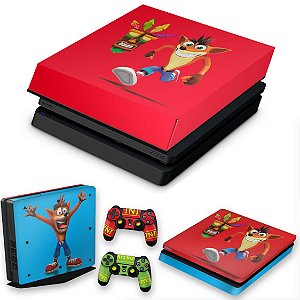 KIT PS4 Slim Skin e Capa Anti Poeira - Crash Bandicoot