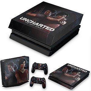 KIT PS4 Slim Skin e Capa Anti Poeira - Uncharted Lost Legacy