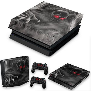 KIT PS4 Slim Skin e Capa Anti Poeira - Caveira Skull