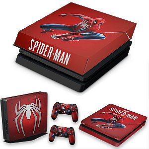 KIT PS4 Slim Skin e Capa Anti Poeira - Homem Aranha Spider-Man