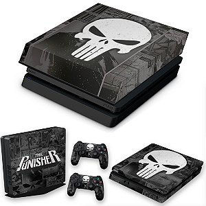 KIT PS4 Slim Skin e Capa Anti Poeira - The Punisher Justiceiro Comics