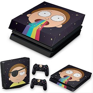 KIT PS4 Slim Skin e Capa Anti Poeira - Morty Rick And Morty