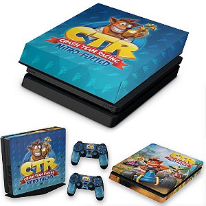 KIT PS4 Slim Skin e Capa Anti Poeira - Crash Team Racing Ctr