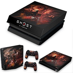 KIT PS4 Slim Skin e Capa Anti Poeira - Ghost Of Tsushima