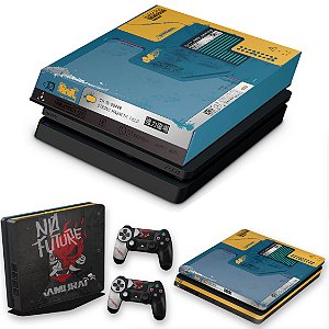 KIT PS4 Slim Skin e Capa Anti Poeira - Cyberpunk 2077 Bundle